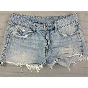 Vanilla Star Size 5 Womens Shorts Shortie Cut Off Cotton Mid Rise Light Wash